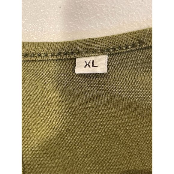 Womens One Piece Romper Tie Waist Back Keyhole Pockets Stretch Green SZ X Large - Picture 10 of 12